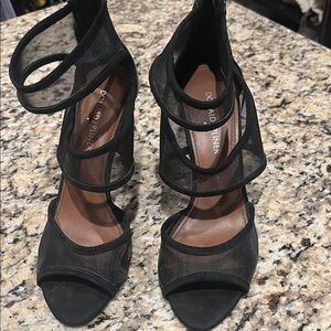 Donald J. Pliner Black Strappy Mesh Heels